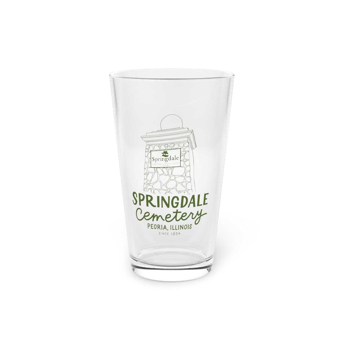 Springdale Cemetery Pint Glass — 16oz Pint  Glass